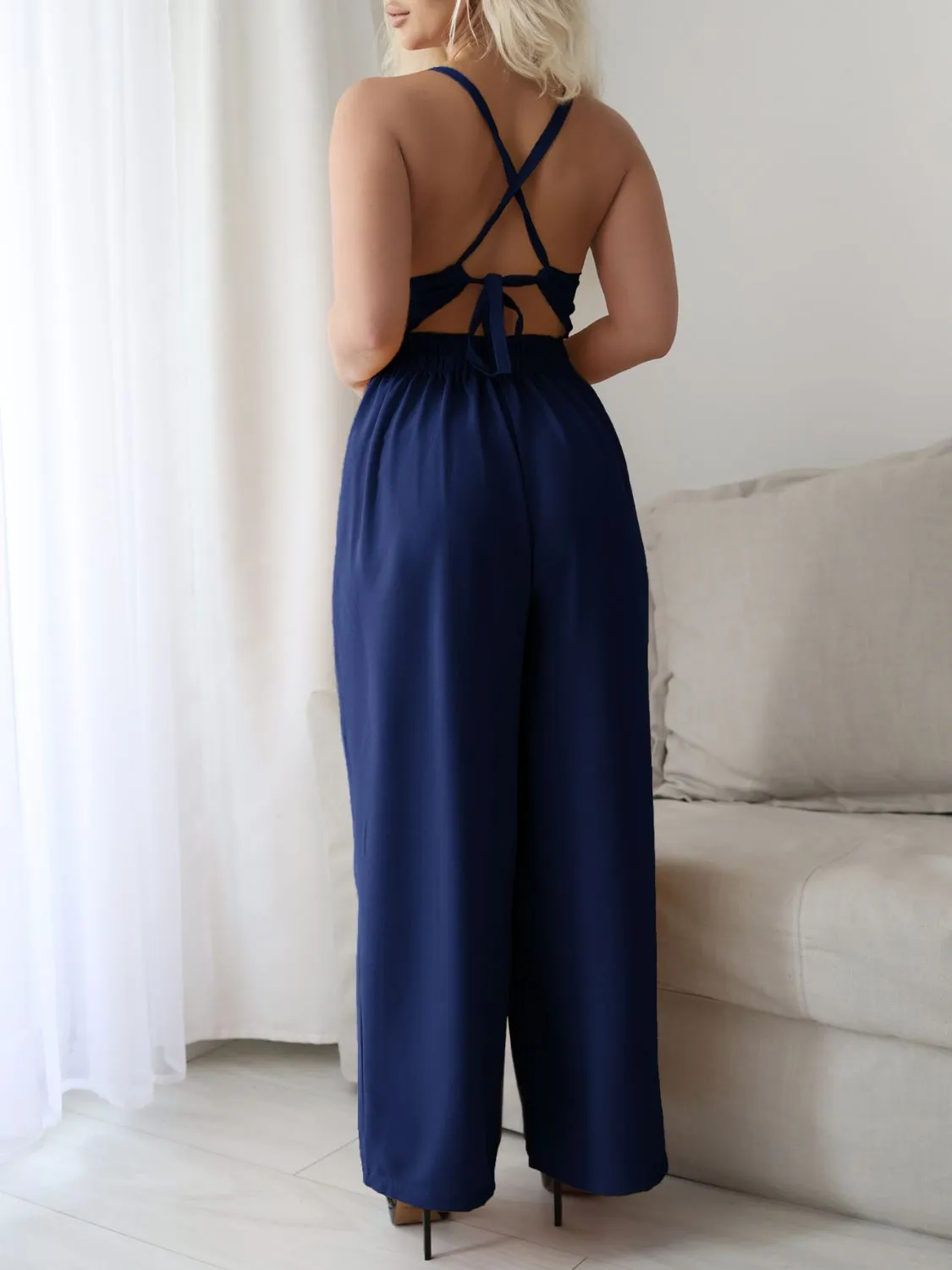 Devine Tie Back Backless Crisscross Jumpsuit sold by Charming Charlie product image thumbnail 2