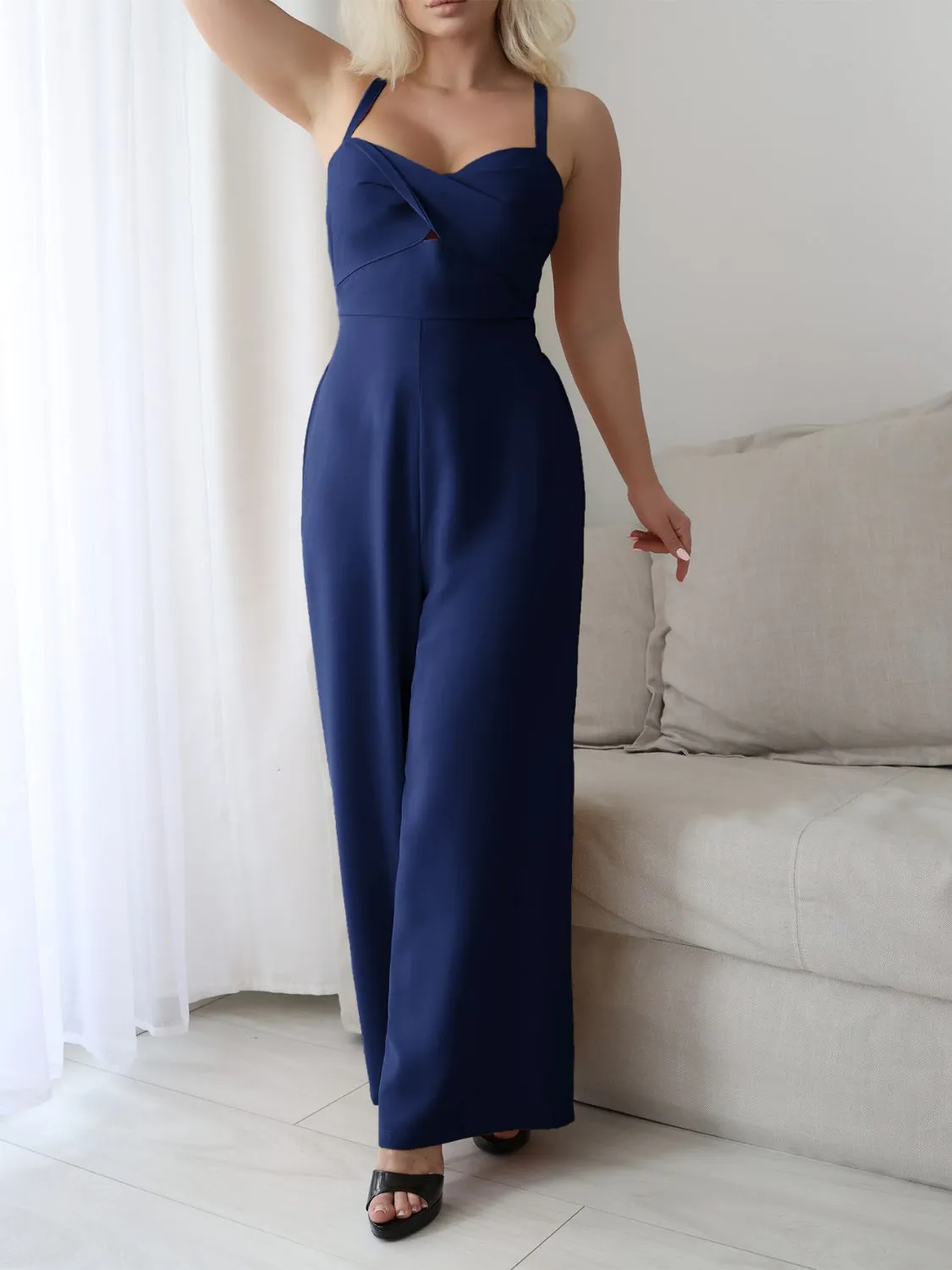 Devine Tie Back Backless Crisscross Jumpsuit sold by Charming Charlie product image thumbnail 5