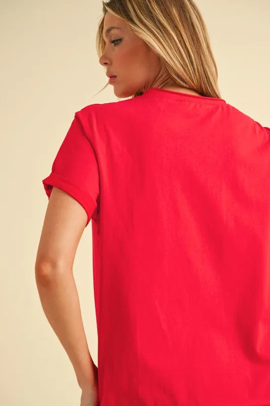Aemi + Co Exposed Seam Round Neck Short Sleeve T-Shirt sold by Charming Charlie product image thumbnail 3
