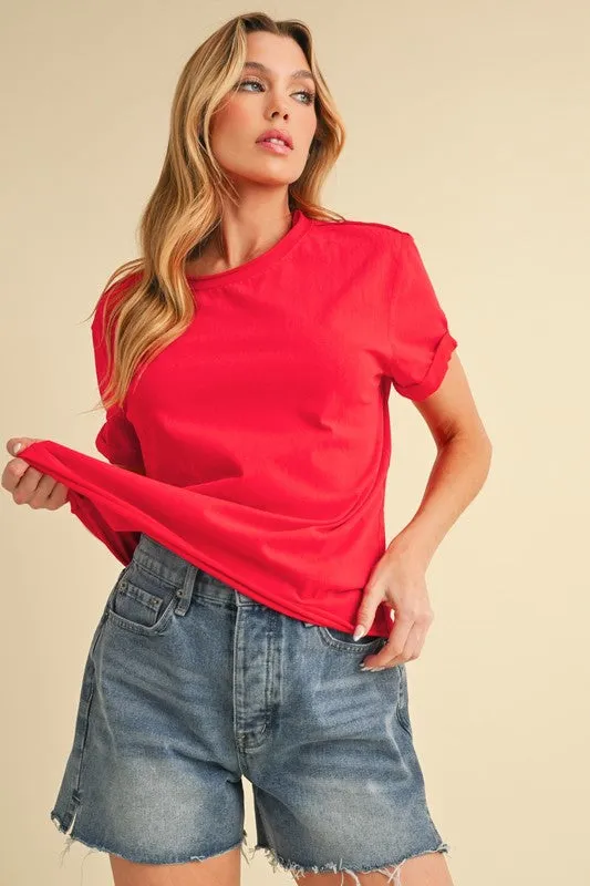 Aemi + Co Exposed Seam Round Neck Short Sleeve T-Shirt sold by Charming Charlie product image thumbnail 2