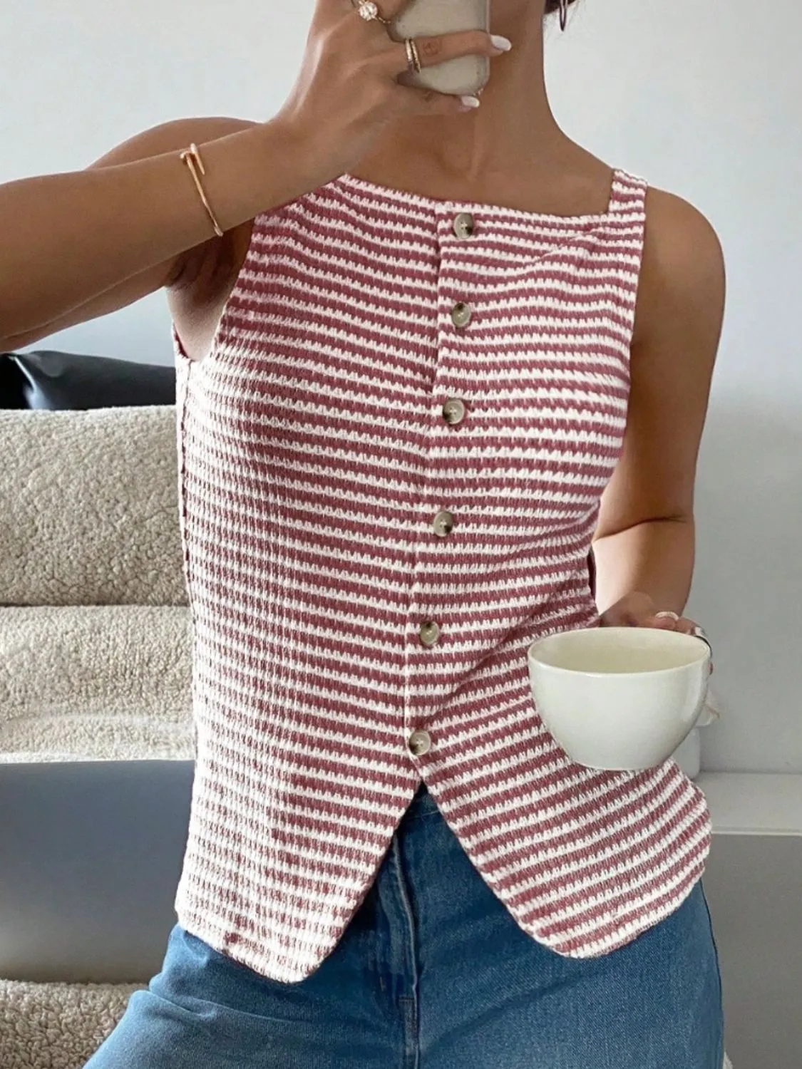 Button Down Striped Tank sold by Charming Charlie product image thumbnail 2