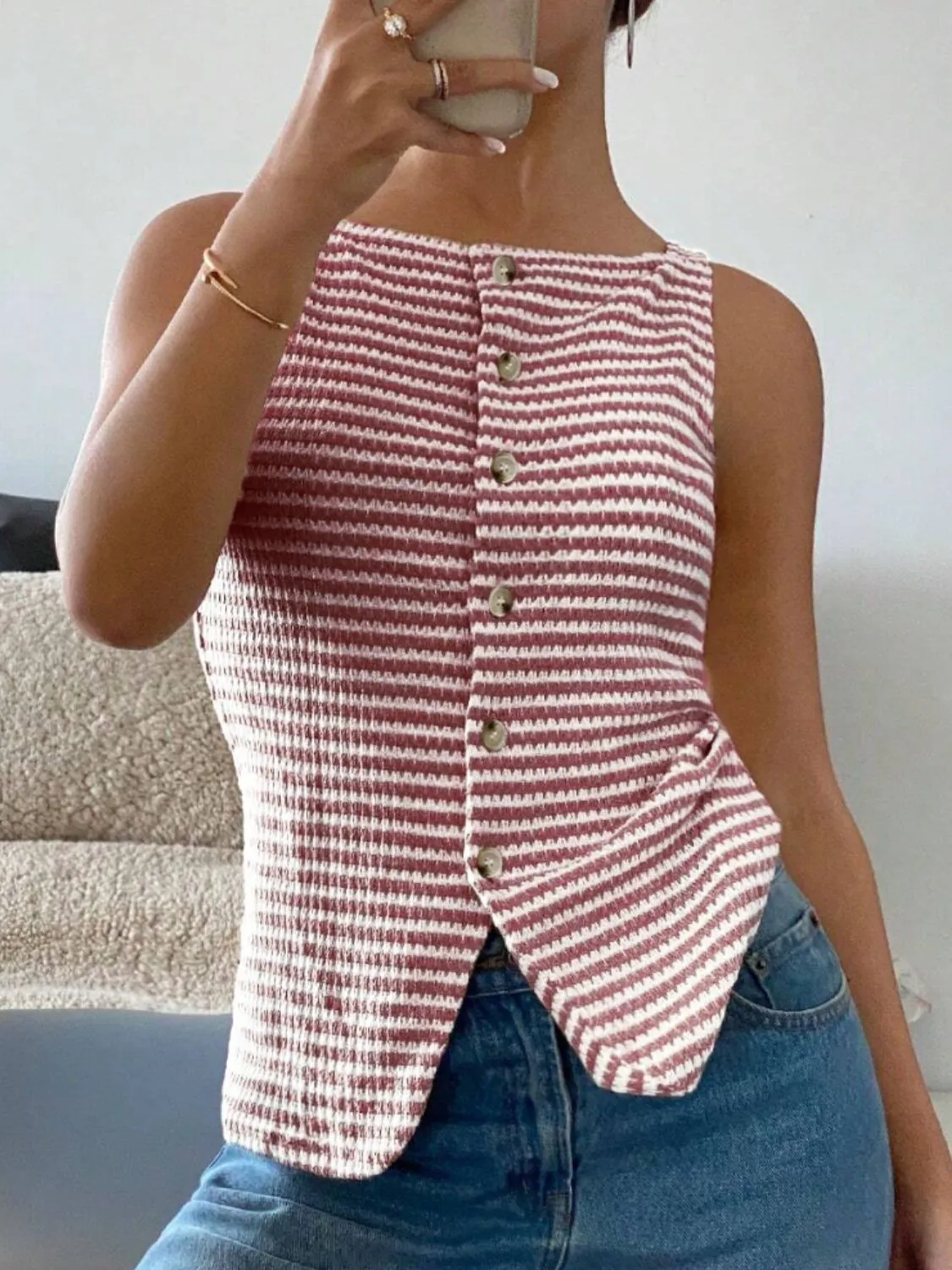 Button Down Striped Tank sold by Charming Charlie product image thumbnail 5