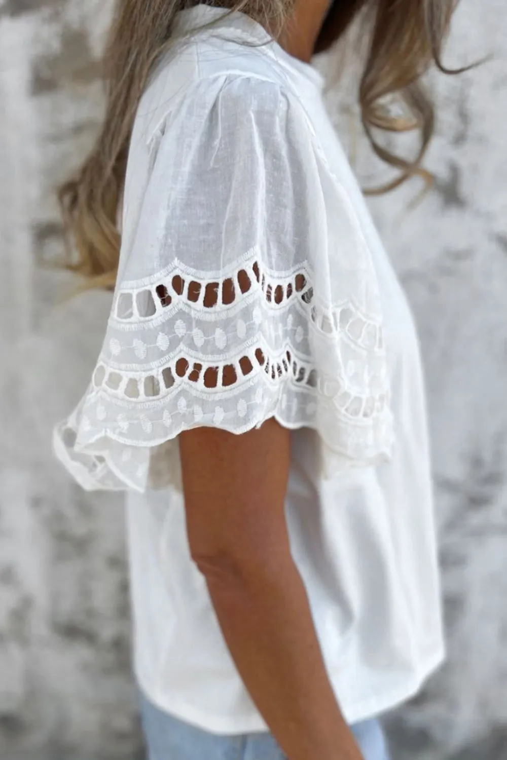 Hollow Out Embroidered Short Sleeve Round Neck Top sold by Charming Charlie product image thumbnail 4