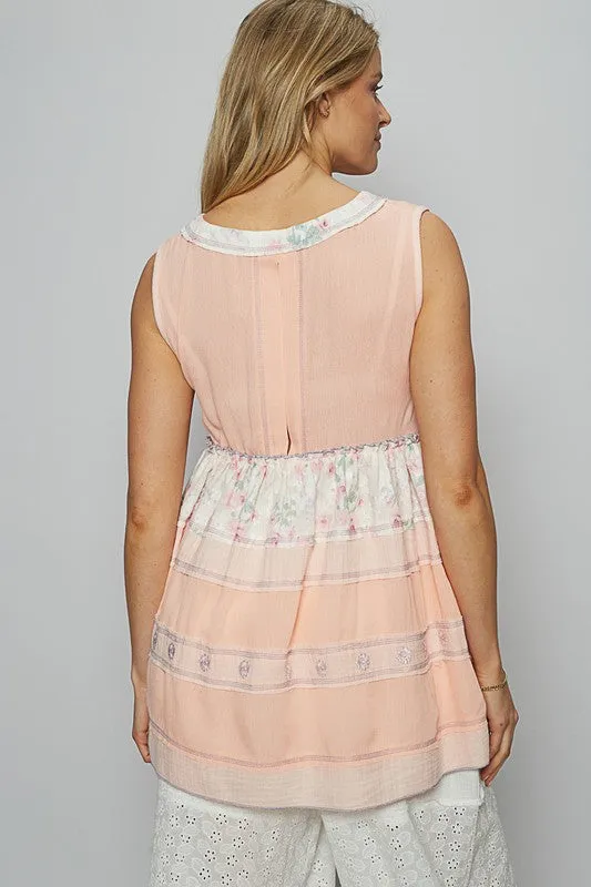 POL Floral V-Neck Sleeveless Peplum Blouse sold by Charming Charlie product image thumbnail 4