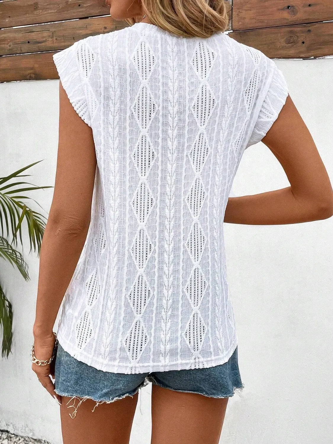Eyelet Round Neck Cap Sleeve Top sold by Charming Charlie product image thumbnail 5