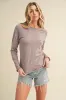 Aemi + Co Lettuce Hemline Round Neck Raglan Sleeve T-Shirt sold by Charming Charlie