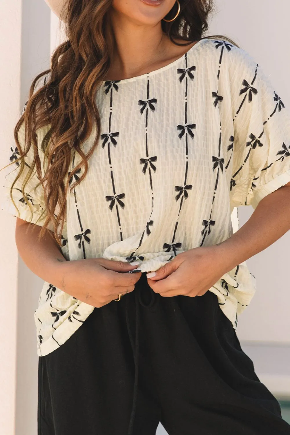 Bow Print Short Sleeve Top sold by Charming Charlie product image thumbnail 3