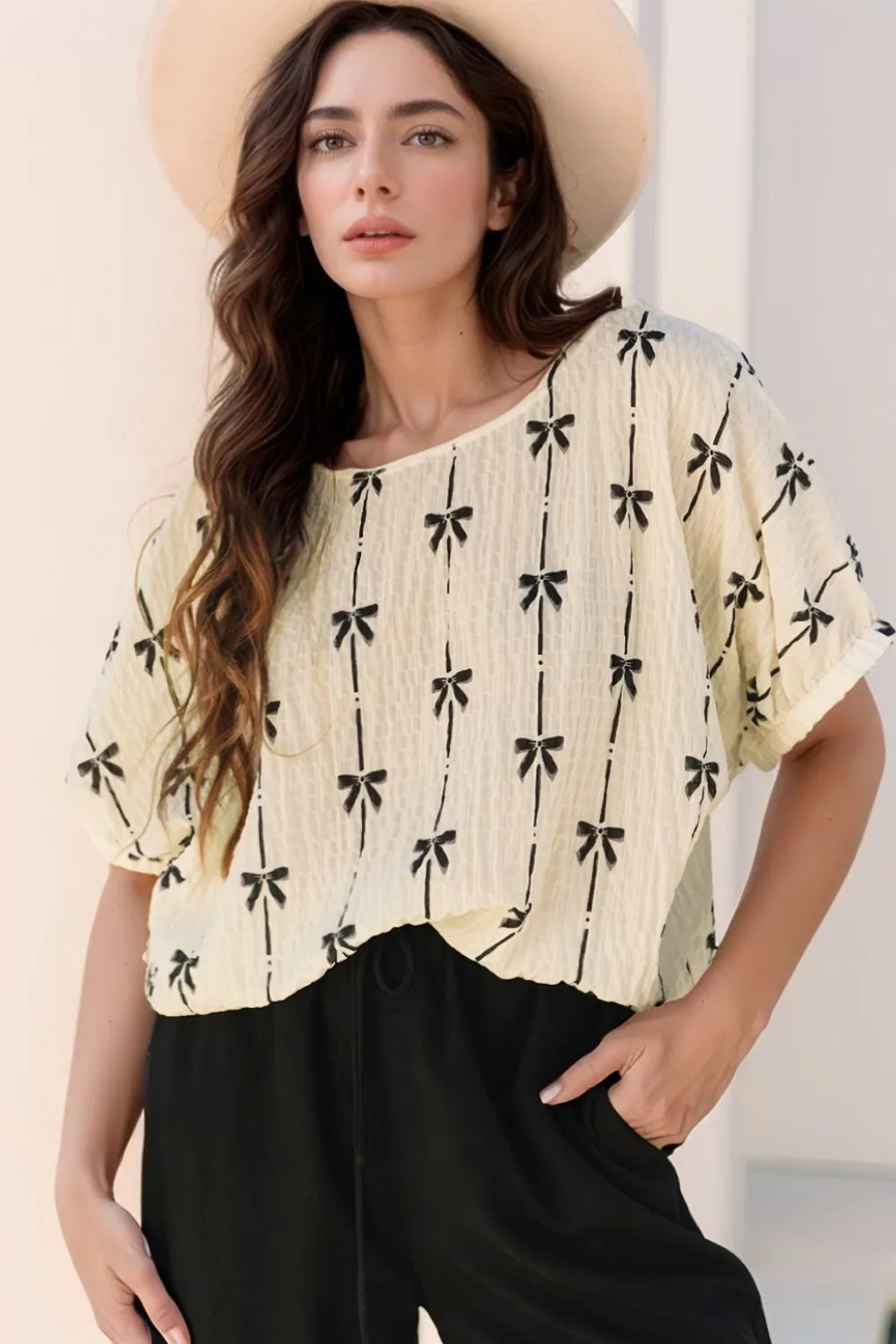 Bow Print Short Sleeve Top sold by Charming Charlie product image thumbnail 2