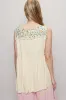 POL Lace Detail Frill Floral V-Neck Sleeveless Top sold by Charming Charlie