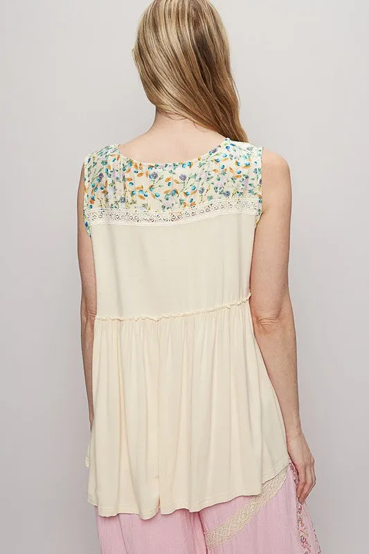 POL Lace Detail Frill Floral V-Neck Sleeveless Top sold by Charming Charlie product image thumbnail 4