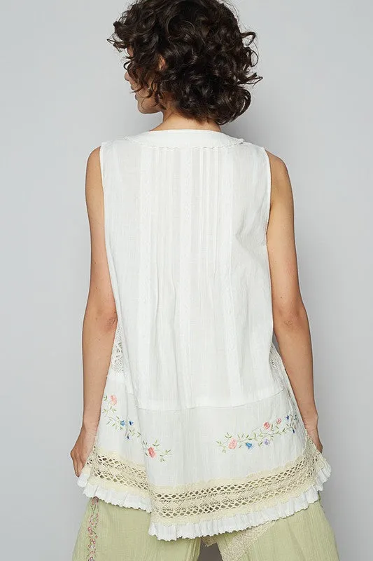 POL Embroidered Lace Detail V-Neck Sleeveless Top sold by Charming Charlie product image thumbnail 4