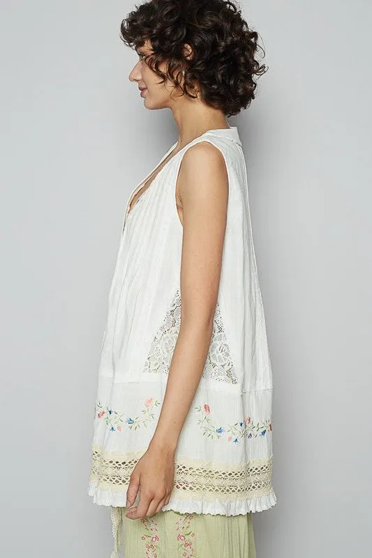 POL Embroidered Lace Detail V-Neck Sleeveless Top sold by Charming Charlie product image thumbnail 3
