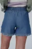 Raw Hem Drawstring High Waist Denim Shorts with Pockets sold by Charming Charlie