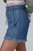 Raw Hem Drawstring High Waist Denim Shorts with Pockets sold by Charming Charlie