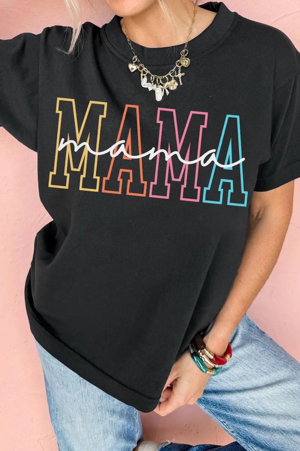 MAMA Round Neck Short Sleeve T-Shirt sold by Charming Charlie product image thumbnail 4