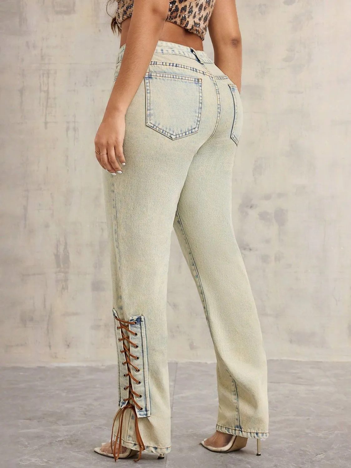 Lace-Up High Rise Jeans sold by Charming Charlie product image thumbnail 2