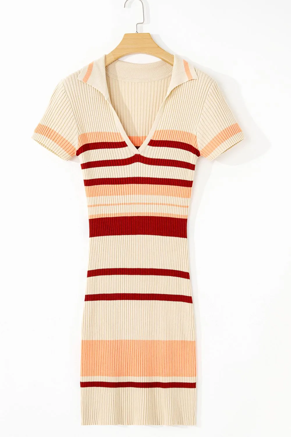 Contrast Striped Johnny Collar Short Sleeve Mini Dress sold by Charming Charlie product image thumbnail 5