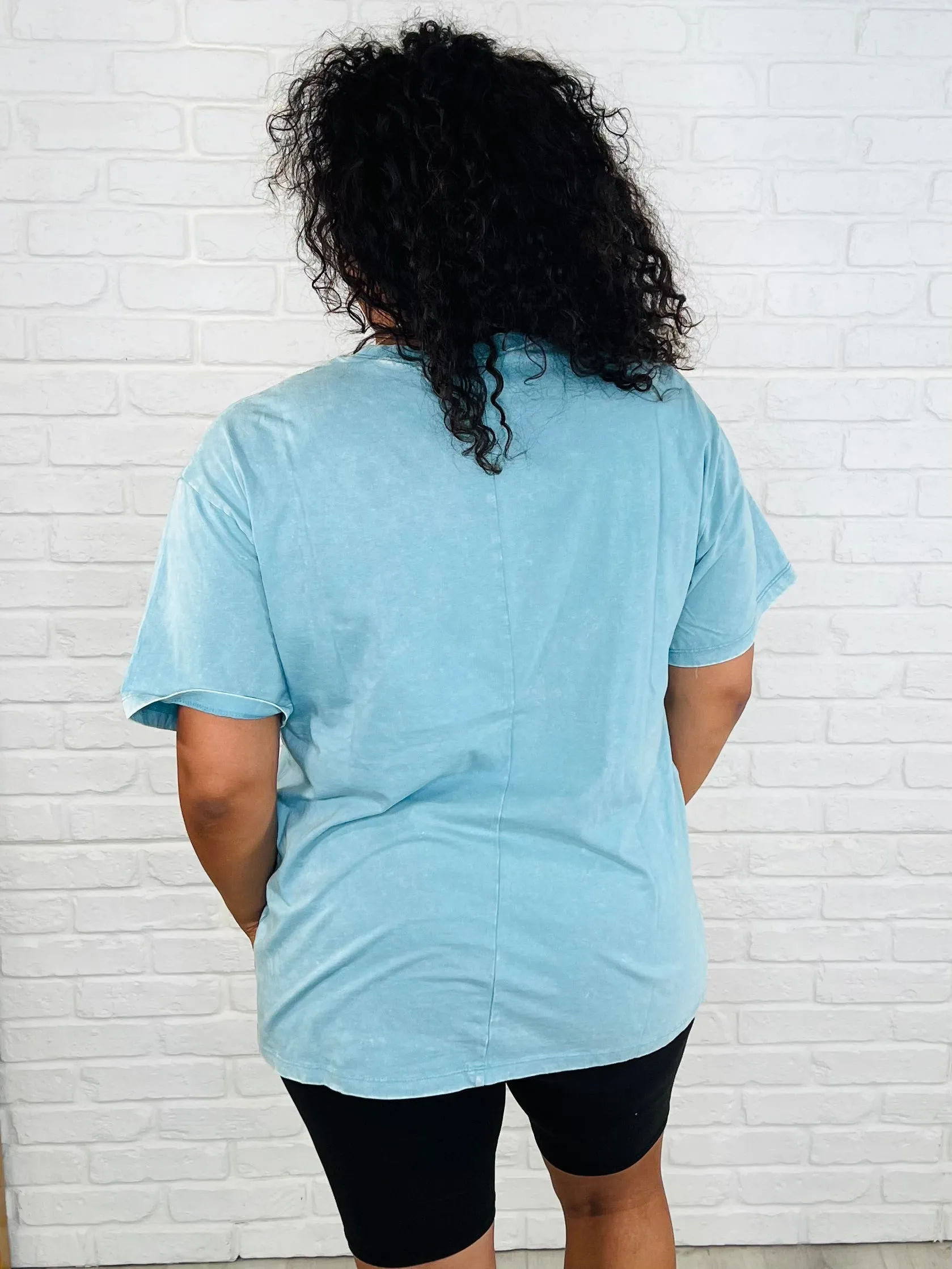Casual Basic Drop Shoulder Oversized Tee in Dusty Teal sold by Charming Charlie product image thumbnail 4