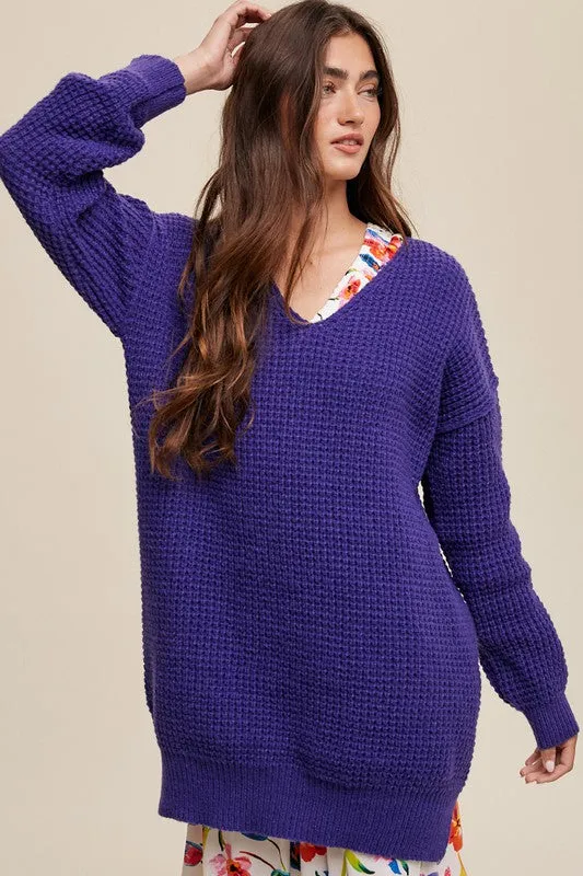 Slouchy V-neck Ribbed Knit Sweater sold by Charming Charlie product image thumbnail 3