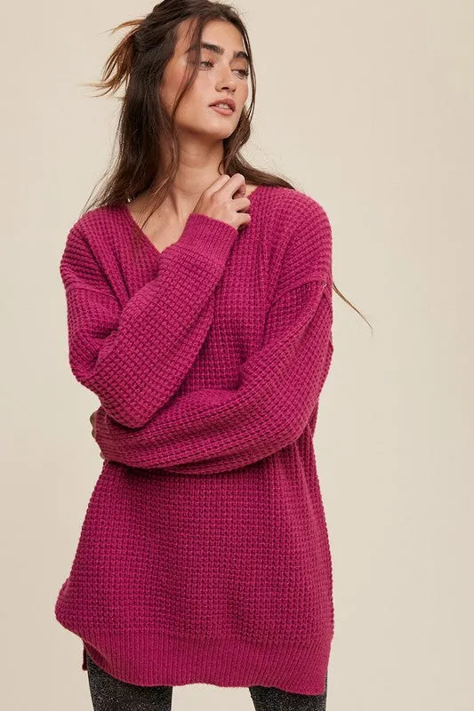Slouchy V-neck Ribbed Knit Sweater sold by Charming Charlie