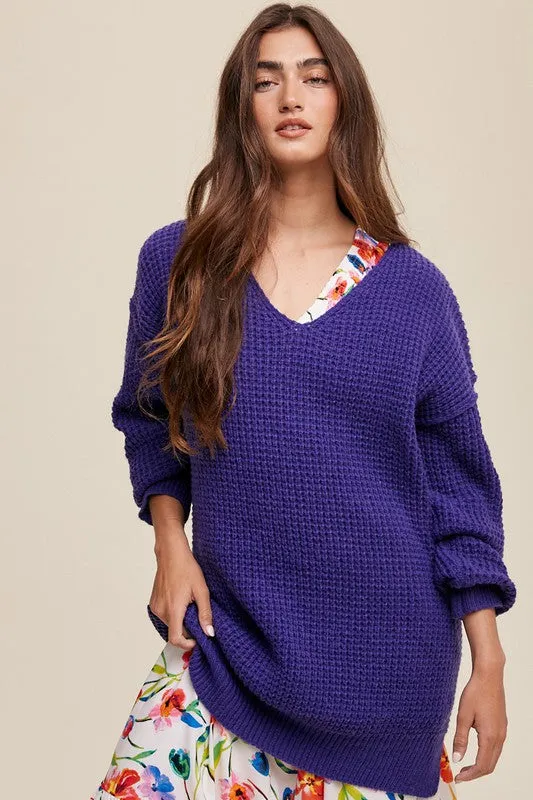 Slouchy V-neck Ribbed Knit Sweater sold by Charming Charlie product image thumbnail 4