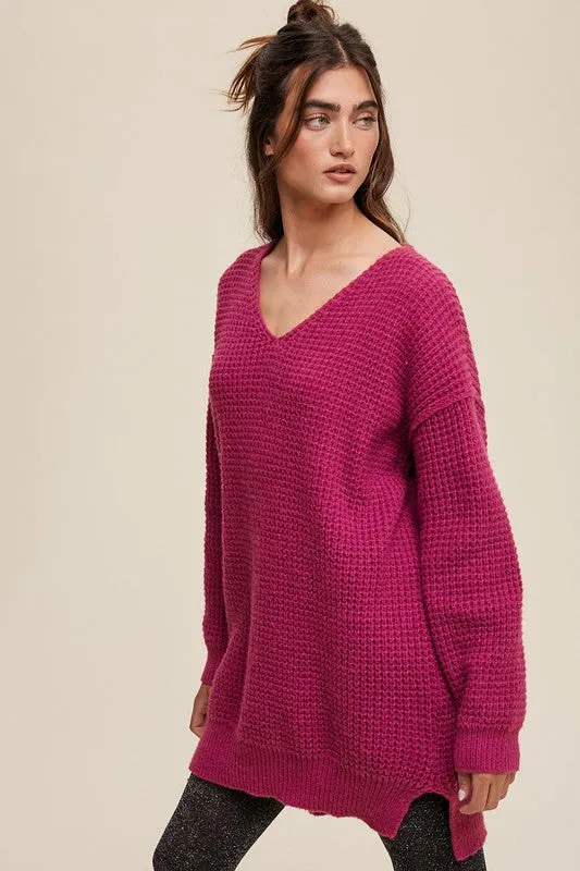 Slouchy V-neck Ribbed Knit Sweater sold by Charming Charlie product image thumbnail 2
