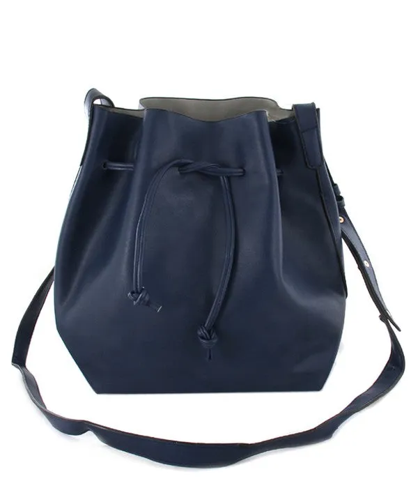 LEATHER DRAWSTRING CROSSBODY BUCKET BAG sold by Charming Charlie product image thumbnail 3