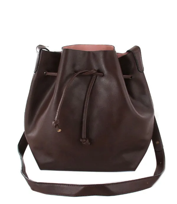 LEATHER DRAWSTRING CROSSBODY BUCKET BAG sold by Charming Charlie product image thumbnail 2