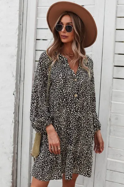 Dotted ruffled long sleeve tiered dress sold by Charming Charlie product image thumbnail 5