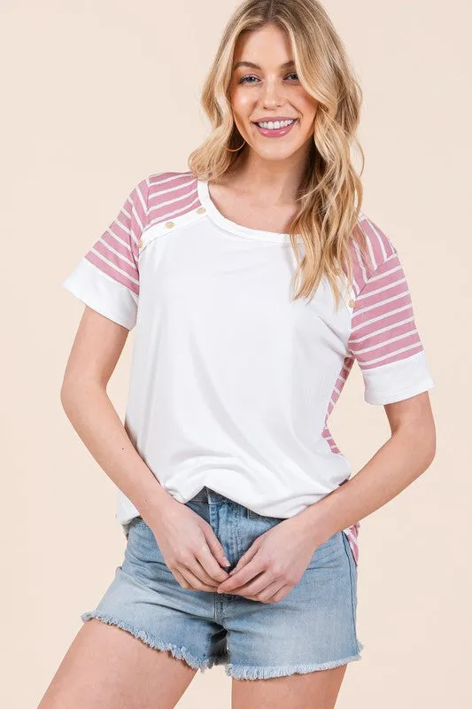Stripe Combo Short Sleeve Top sold by Charming Charlie product image thumbnail 4