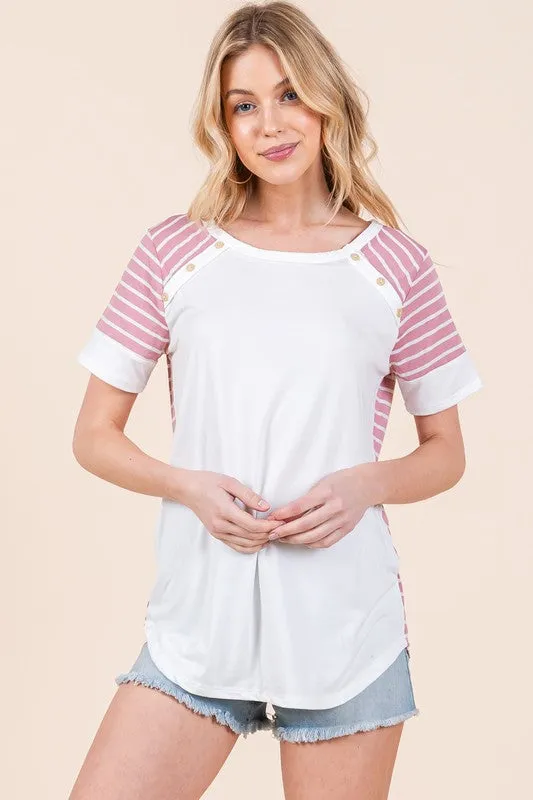 Stripe Combo Short Sleeve Top sold by Charming Charlie product image thumbnail 3