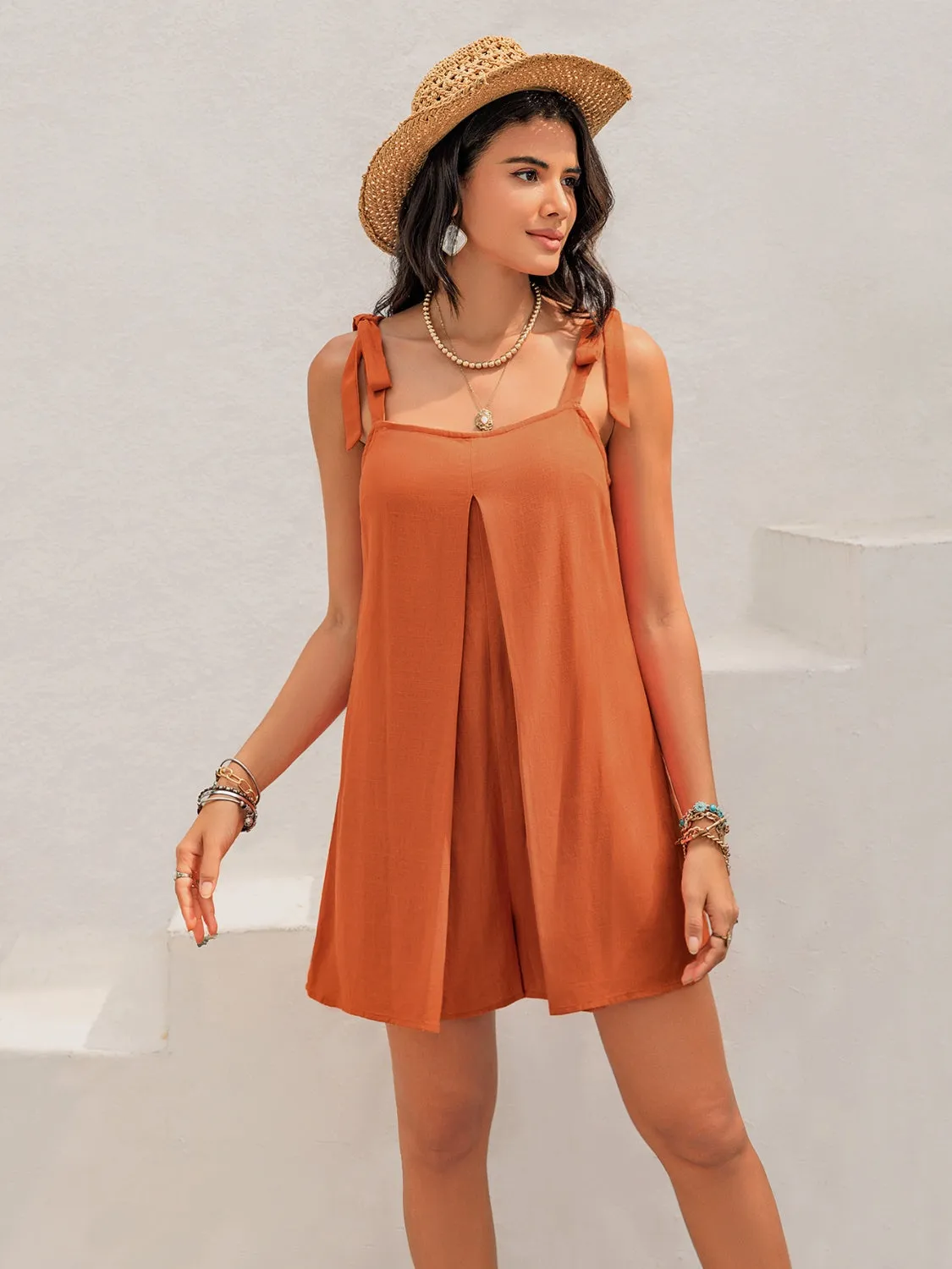 Wide Strap Tie Shoulder Romper sold by Charming Charlie product image thumbnail 2