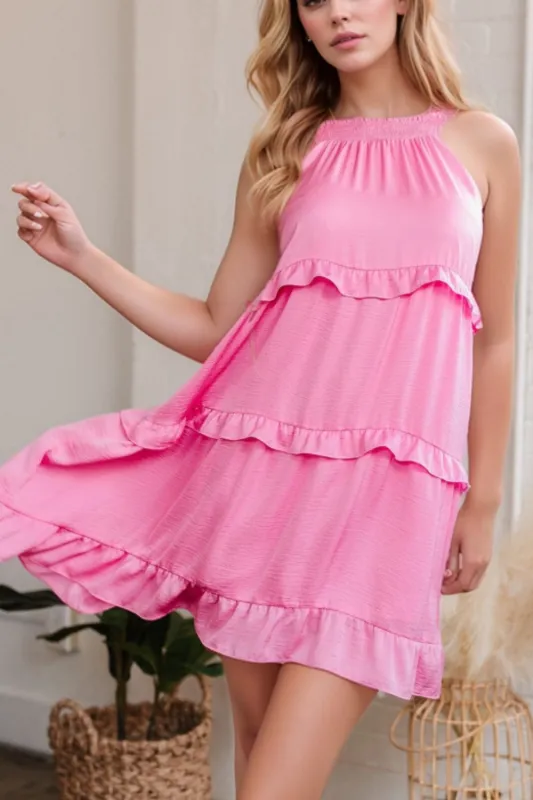 Tied Back Ruffled Layered Sleeveless Mini Dress sold by Charming Charlie