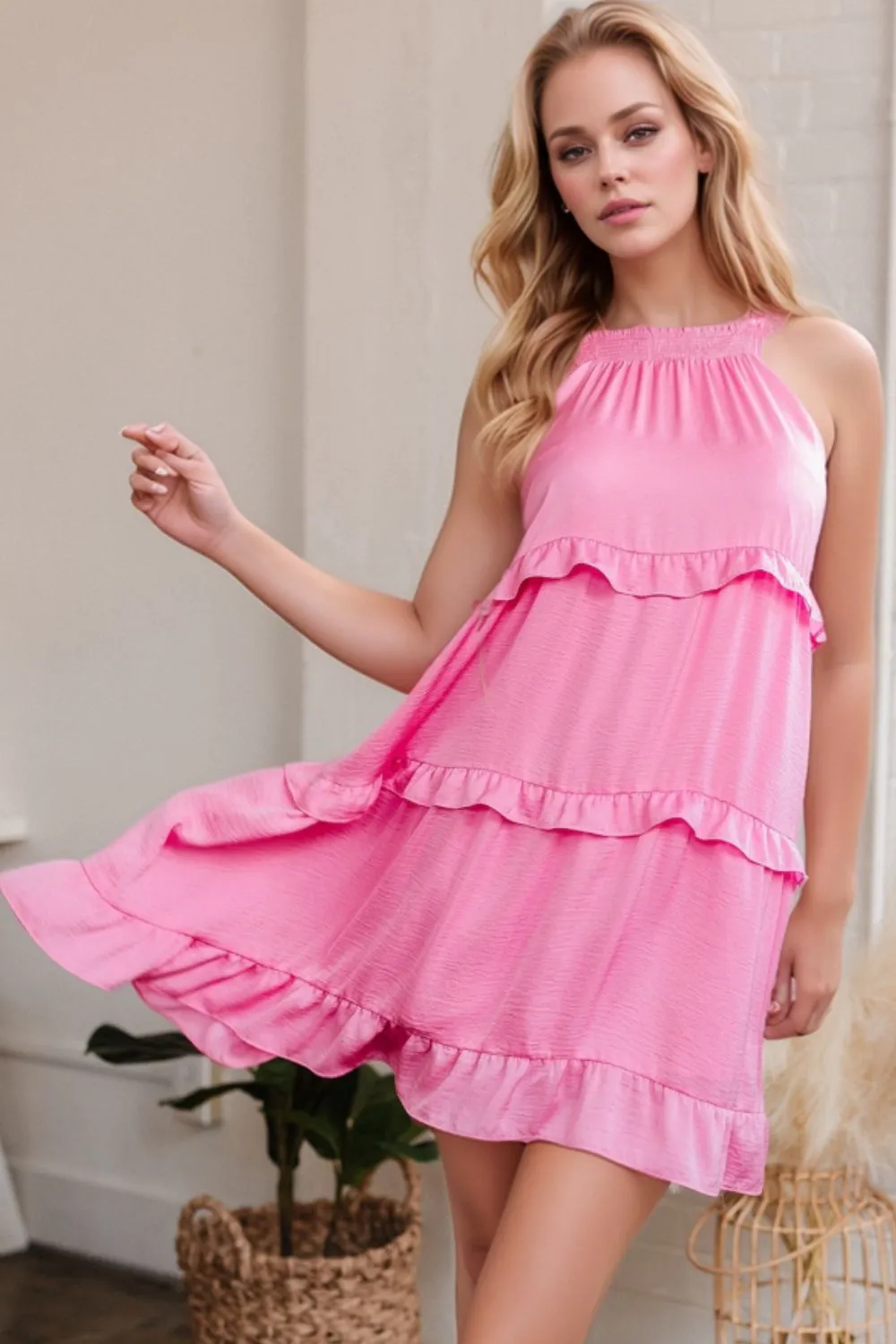 Tied Back Ruffled Layered Sleeveless Mini Dress sold by Charming Charlie product image thumbnail 2