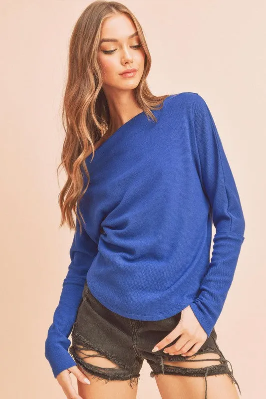 Aemi + Co One Shoulder Long Sleeve Knit Top sold by Charming Charlie product image thumbnail 3