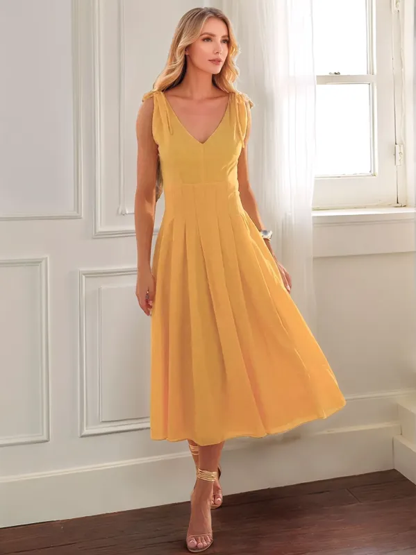 Pleated Detail V-Neck Cap Sleeve Midi Dress sold by Charming Charlie