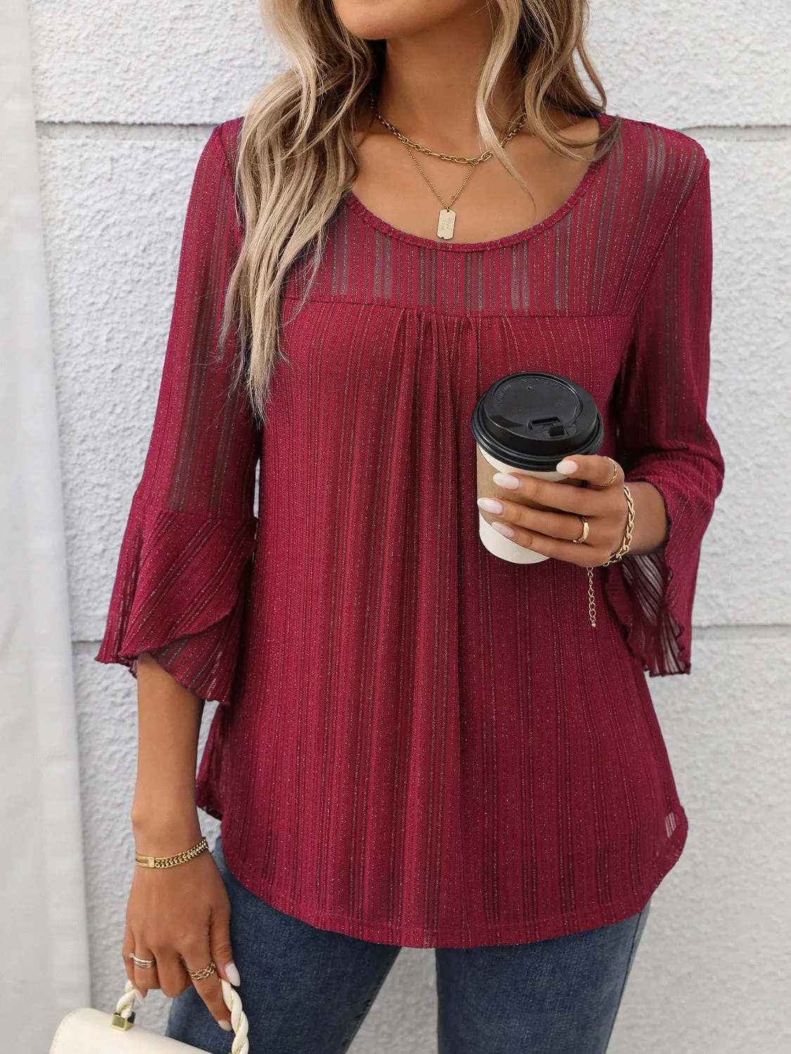 Round Neck Three-Quarter Sleeve Top sold by Charming Charlie product image thumbnail 2