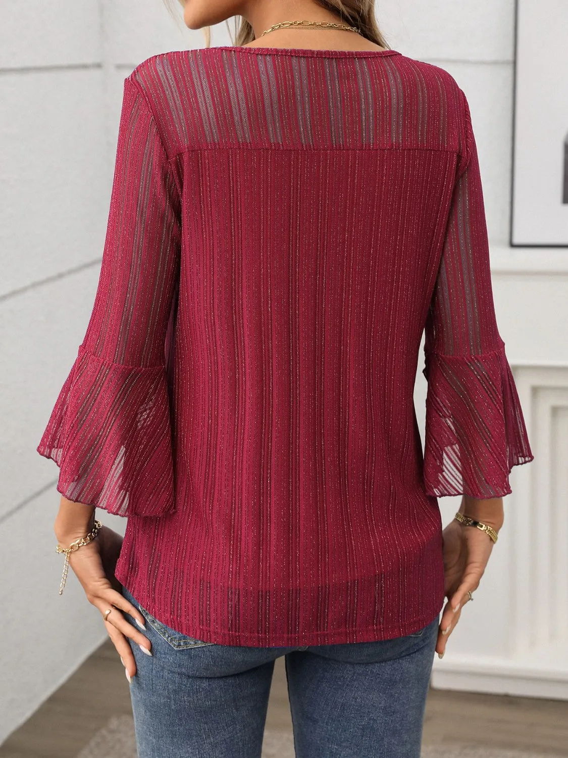 Round Neck Three-Quarter Sleeve Top sold by Charming Charlie product image thumbnail 4