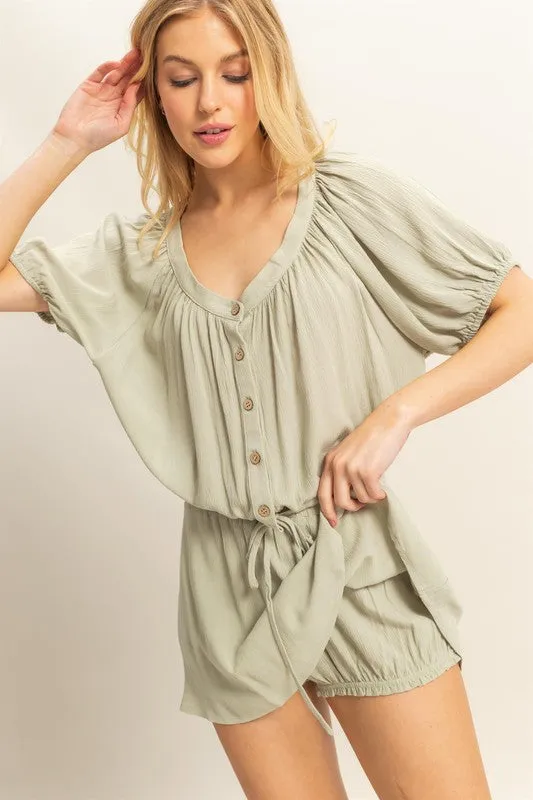 HYFVE Drawstring Hem Short Sleeve Top and Skort Set sold by Charming Charlie product image thumbnail 4