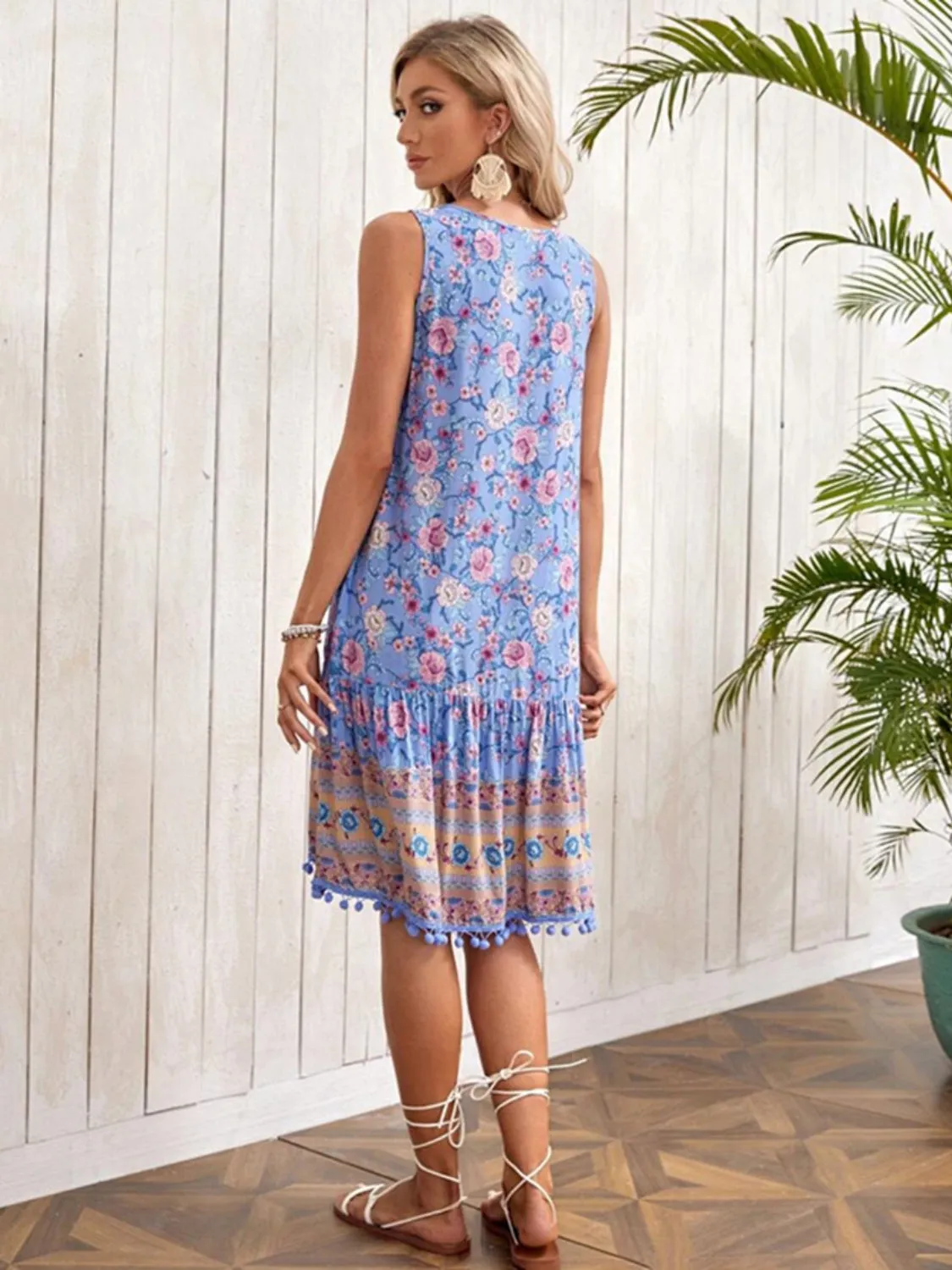 Tie Neck Sleeveless Floral Dress sold by Charming Charlie product image thumbnail 3