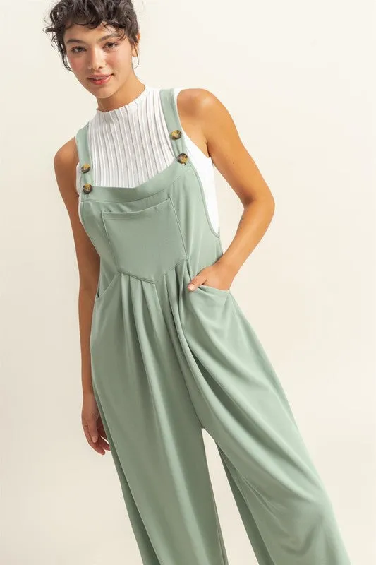 HYFVE Pleated Detail Front Pocket Wide Strap Overalls sold by Charming Charlie product image thumbnail 3