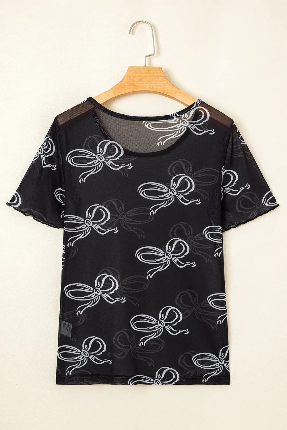 Bow Mesh Round Neck Short Sleeve T-Shirt sold by Charming Charlie product image thumbnail 4