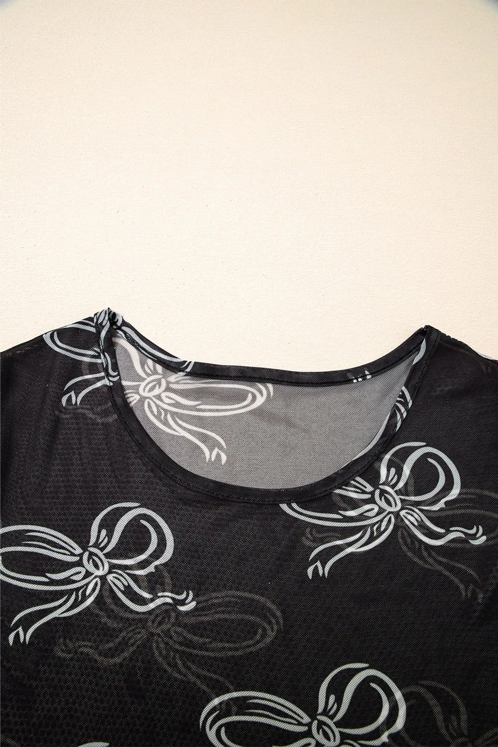 Bow Mesh Round Neck Short Sleeve T-Shirt sold by Charming Charlie product image thumbnail 5
