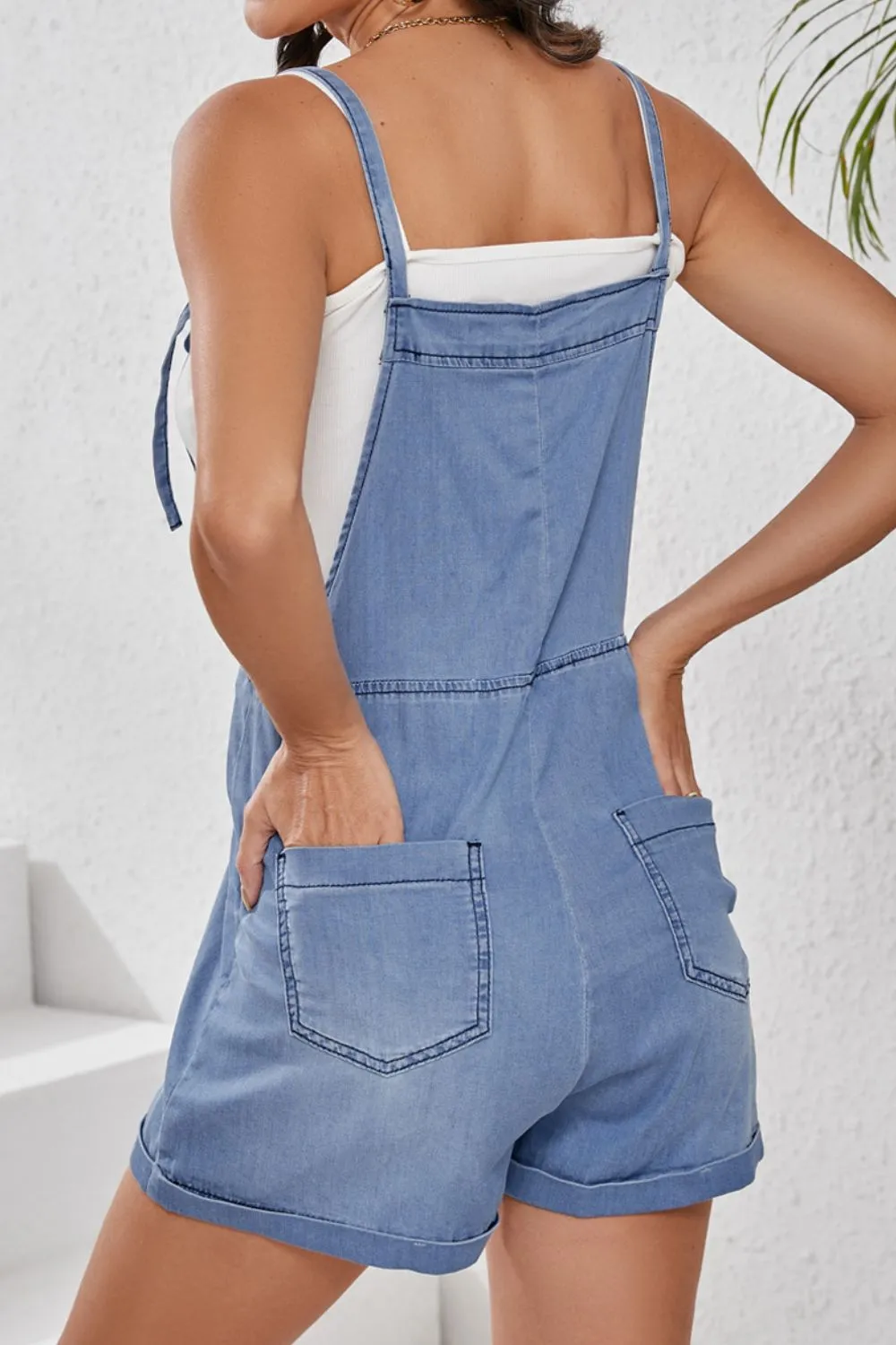 Square Neck Denim Overalls with Pockets sold by Charming Charlie product image thumbnail 2