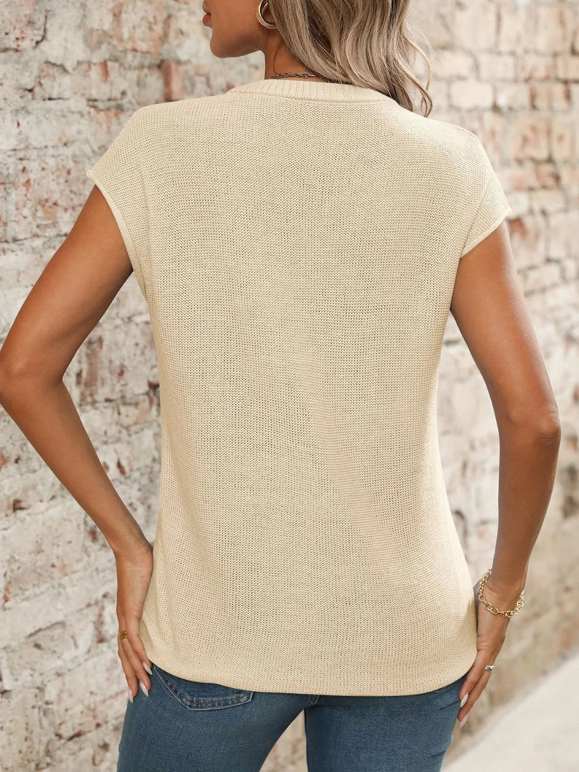 V-Neck Short Sleeve Knit Top sold by Charming Charlie product image thumbnail 5