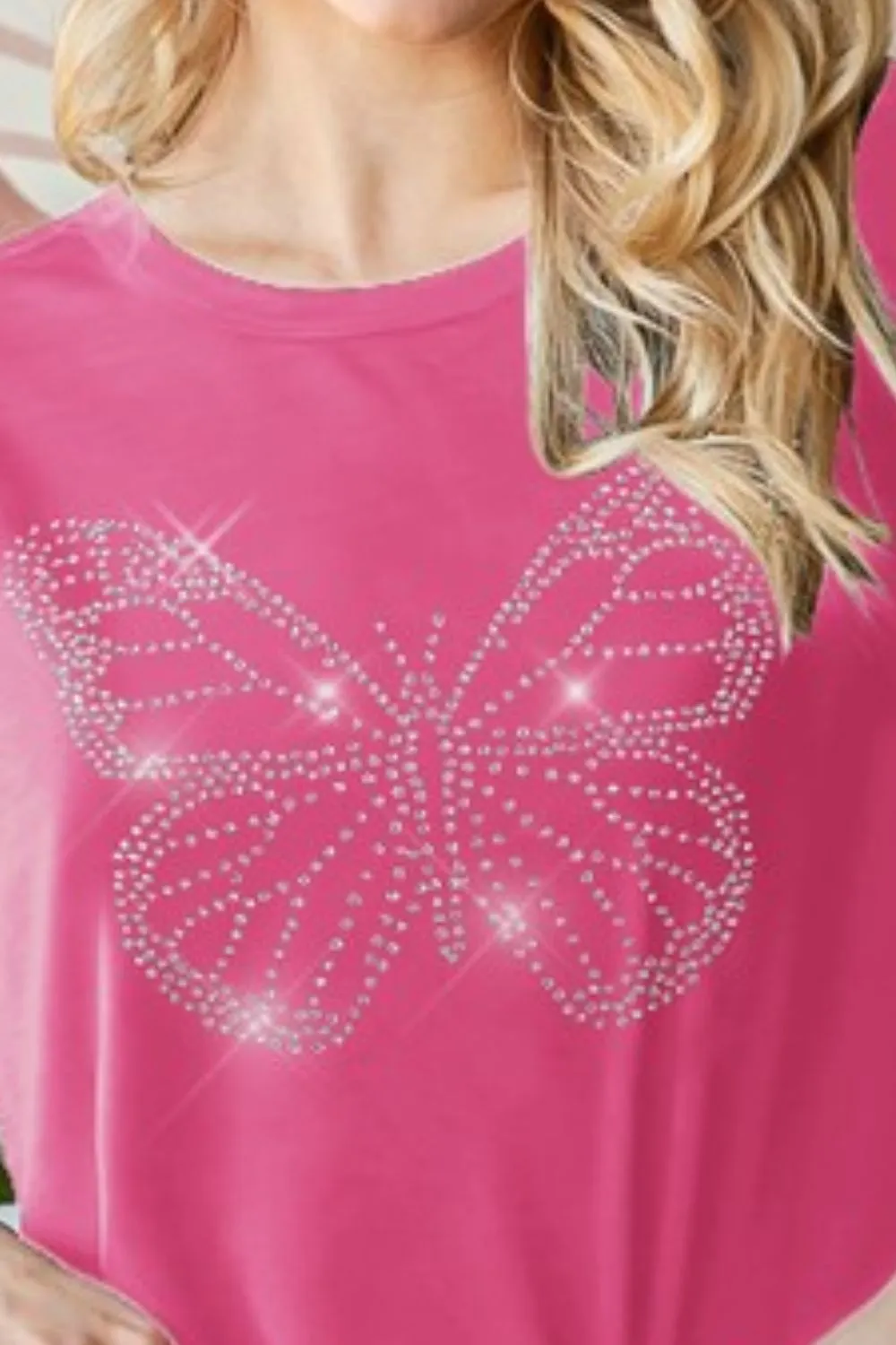 Heimish Full Size Rhinestone Butterfly Round Neck Short Sleeve T-Shirt Plus Size sold by Charming Charlie product image thumbnail 2