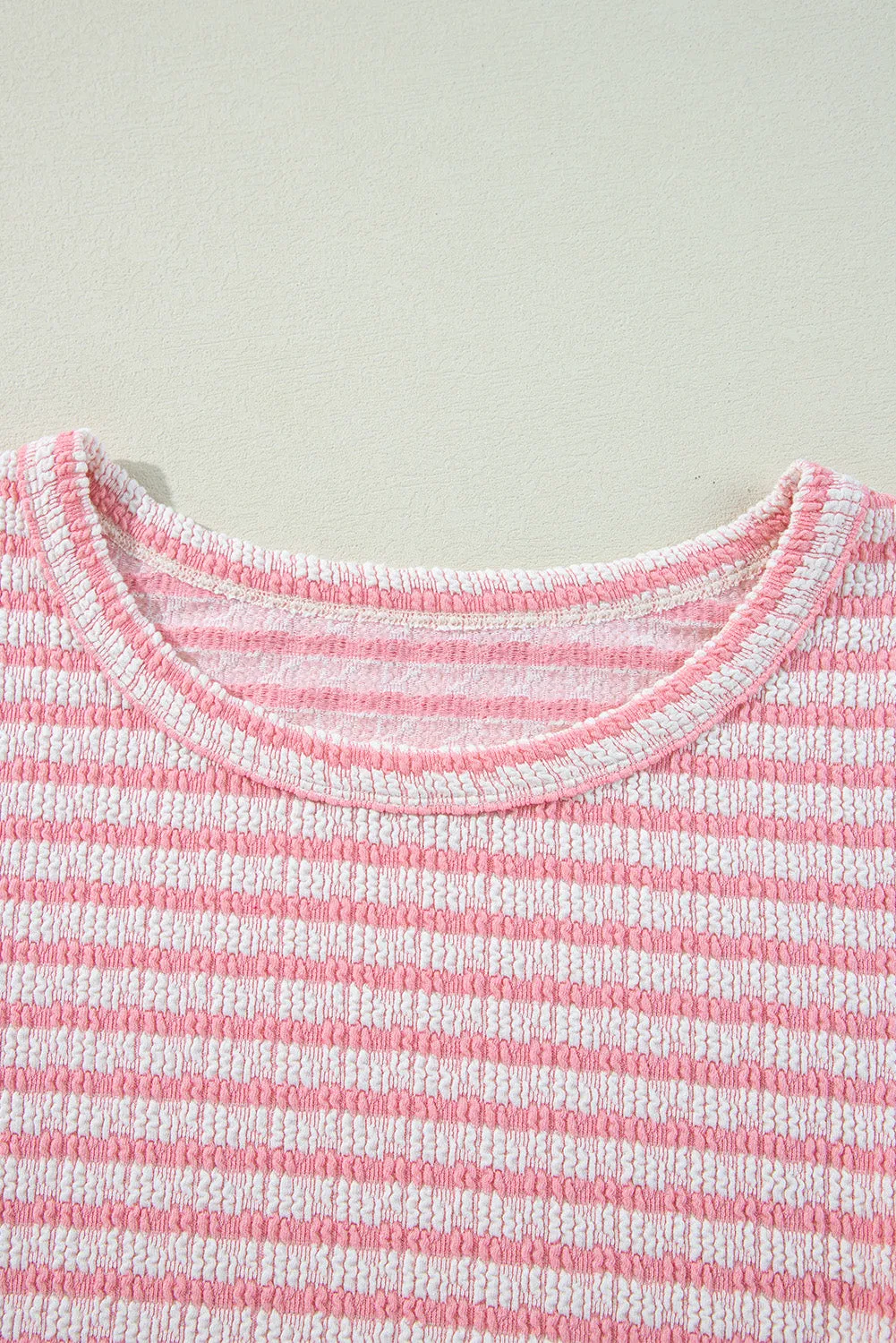 Stripe Textured Puff Sleeve Crewneck Top sold by Charming Charlie product image thumbnail 5