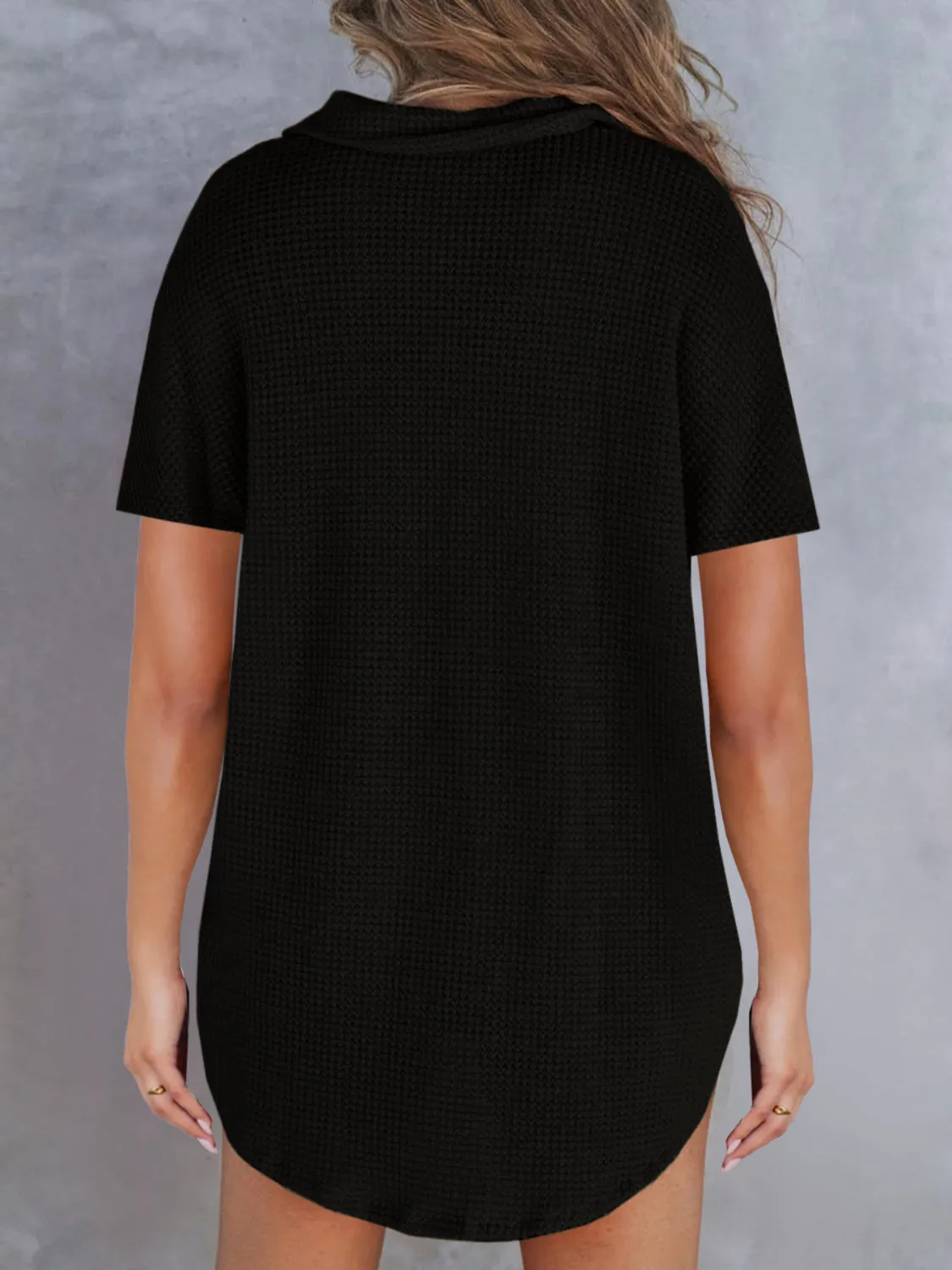 Waffle-Knit Short Sleeve Polo Shirt sold by Charming Charlie product image thumbnail 5