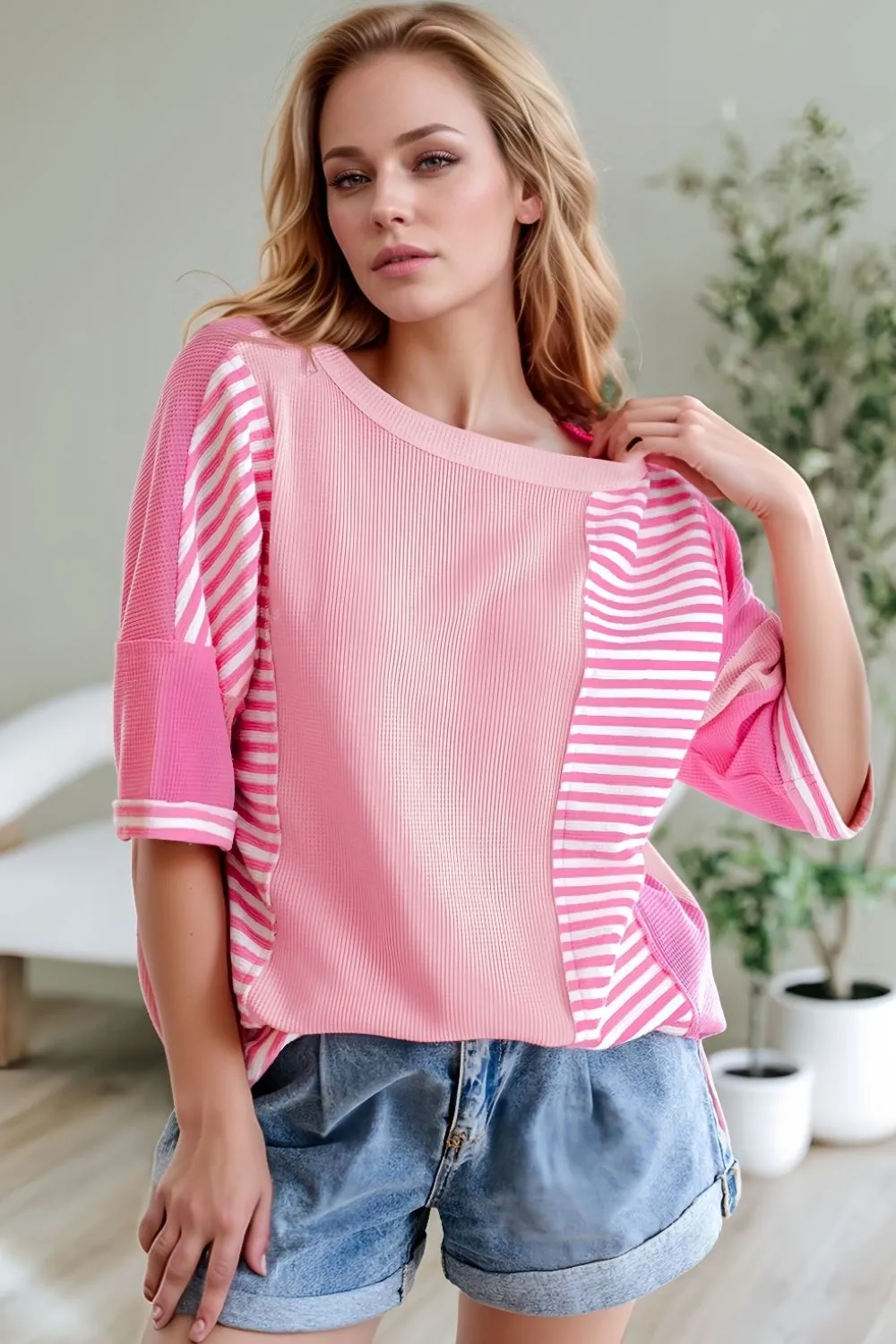 Stripe Color Block Half Sleeve T Shirt sold by Charming Charlie product image thumbnail 2