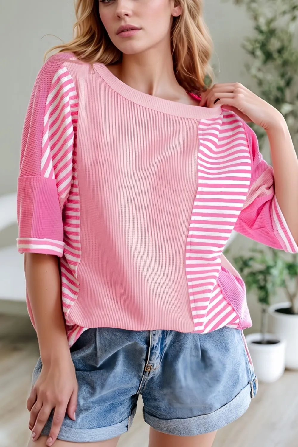Stripe Color Block Half Sleeve T Shirt sold by Charming Charlie